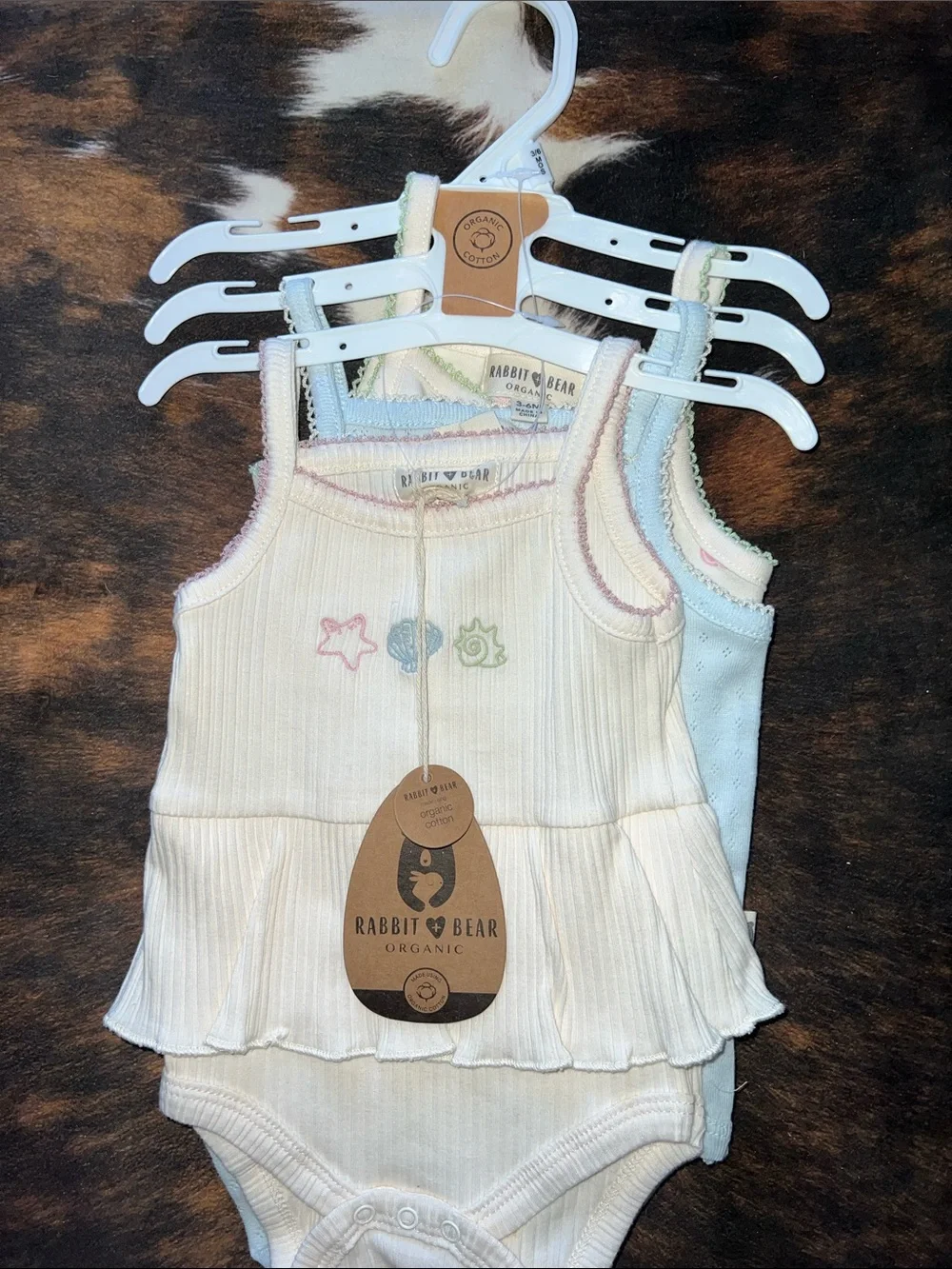 Rabbit & Bear Organic Cream Ribbed Tank Bodysuit Set - Cream